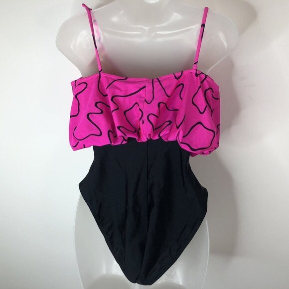 Cole of California Womens Swimsuit Size 10 Pink Black One Piece Vintage 1980s - Picture 8 of 10